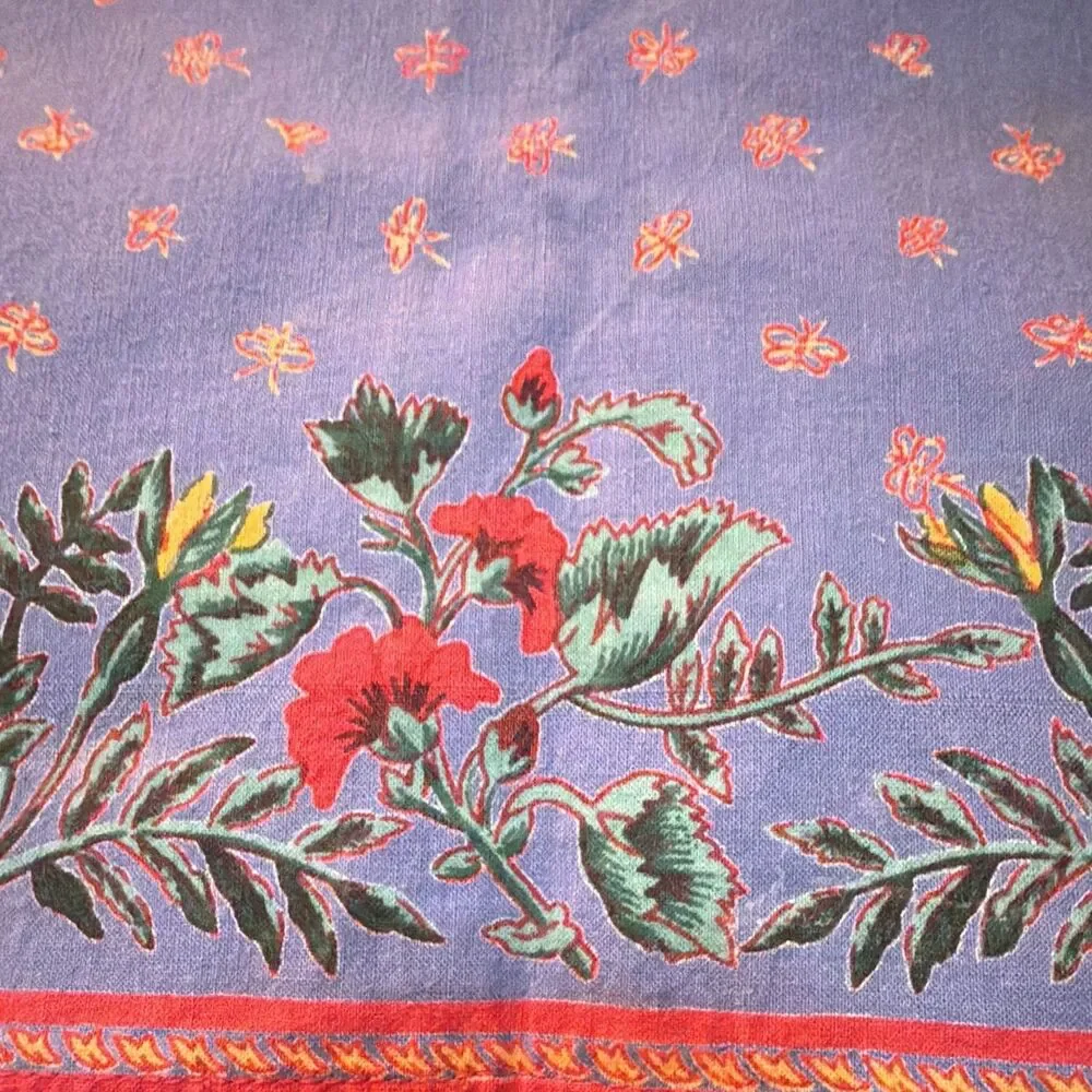 Vtg Williams-Sonoma 100% Cotton Floral Rectangular Placemats Blue Multi Set of 6